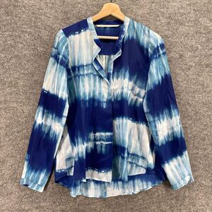 Twelfth Street Blouse Women S Small Blue Colorblock V-Neck Long Sleeve Casual
